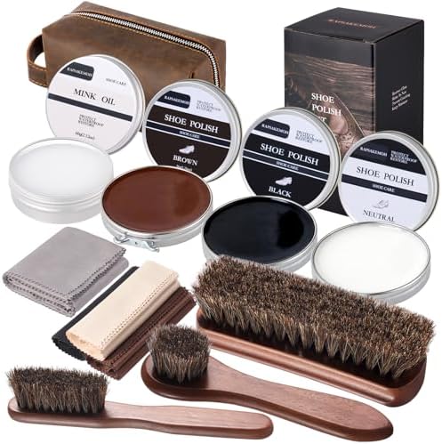 RAPSAKEMOH Shoe Polish Kit, Horsehair Brush Shoe Shine Kit by Unknown