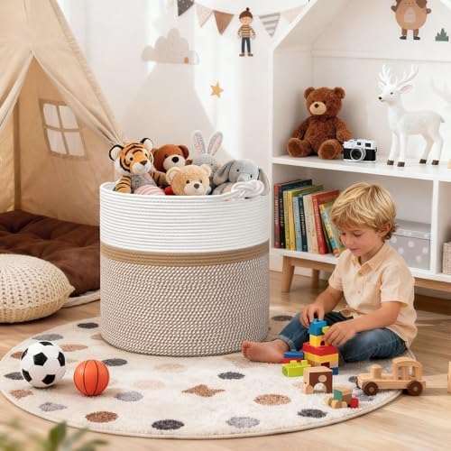 Goodpick 17"x16" Toy Storage for Kids, Home Décor Living Room, Woven Laundry - Image 2