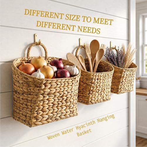 Wicker Hanging Basket, Farmhouse Rustic Storage Baskets - Image 2