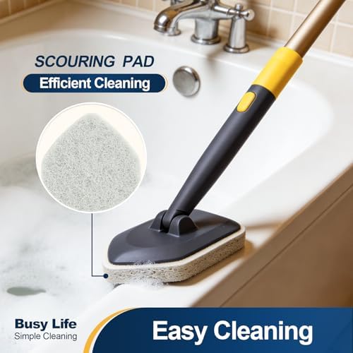 Yocada Tub Tile Scrubber Brush 2 in 1 Cleaning Brush 58.2" Telescopic Pole - Image 5