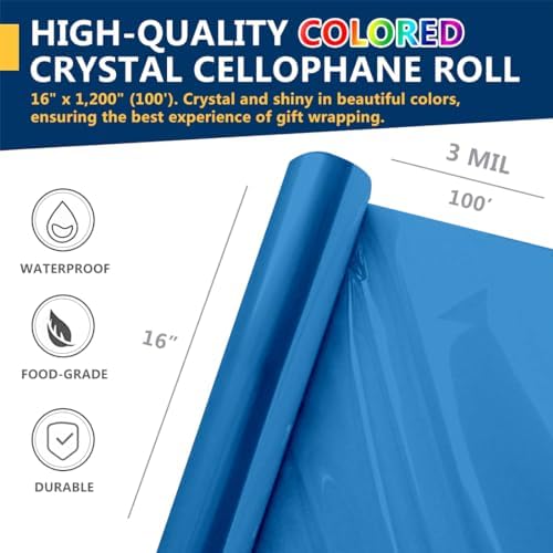 PerkHomy Clear Cellophane Wrap Roll 16" 3 Mil Thick Cellophane - Image 2