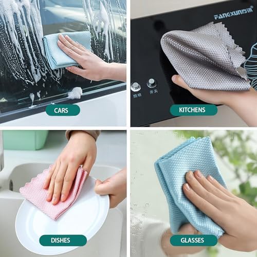 Fish Scale Microfiber Cleaning Drying Polishing Cloth, 8 Pack, 15.7"x11.8" - Image 4