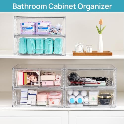 Vtopmart 6 Pack Large Clear Stackable Storage Drawers - Image 6