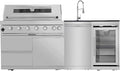 85 Inches 6-Burner 85,000 BTU Deluxe Stainless Steel Propane Gas Grill Outdoor Kitchen Island,Sink,Beverage Refrigerator Storage & Rotisserie Kit for Patio Backyard Cooking,Silver