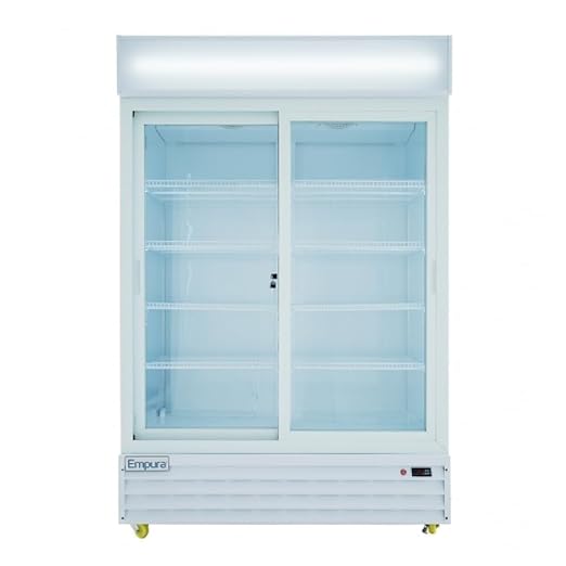 52" Reach-In Refrigerator with Two-Sliding Glass Door | Merchandiser Beverage Display Fridge for Convenience Grocery | 50 Cu. Ft. Capacity | 79.5"H x 52.3"W x 32.33"D, White Steel, 115V, NSF