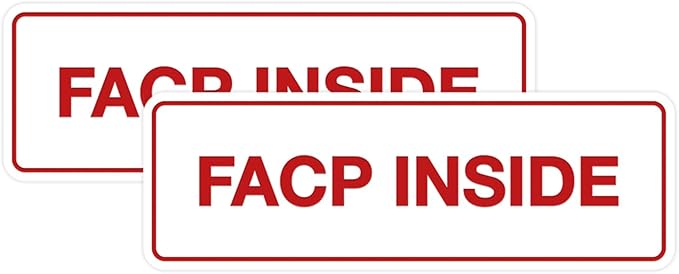 Signs ByLITA Standard FACP Inside Sign | Fire Safety Signage (White/Red) - Small 2 Pack