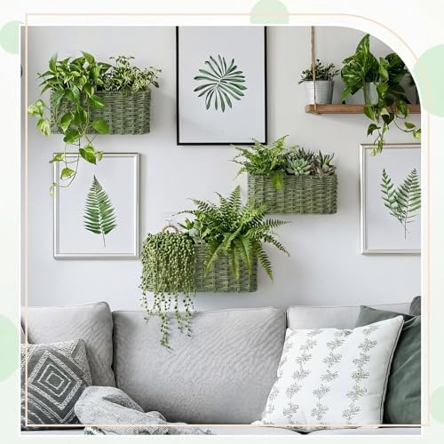 3 Pcs Wall Hanging Baskets, Sage Green, Paper Cord - Image 6