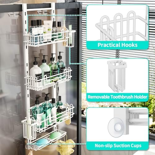 HapiRm 4 Tier Over the Door Shower Caddy, Hanging Shower Caddy - Image 4
