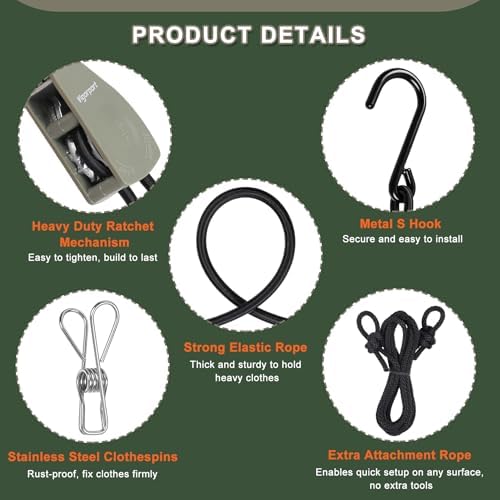 Vigorport Retractable Travel Clothesline, Heavy Duty Pulley Clothes Line - Image 3