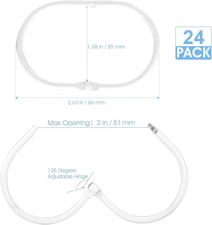24 Pcs Shower Curtain Rings, Shower Curtain Hooks, Oval Snap Shower Rings - Image 5