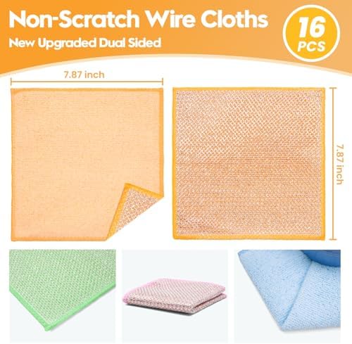 Wire Dishwashing Rags, Dual-Sided Metal Dish Cloths, 16 Pack - Image 2