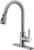 WEWE High-Arc Pull-Down Kitchen Faucet, Brushed Nickel, 3-Mode Sprayer | Soft by WEWE