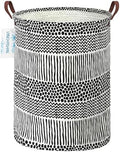 Round Laundry Basket Collapsible Storage Hamper Organizer Black Line by LANGYASHAN