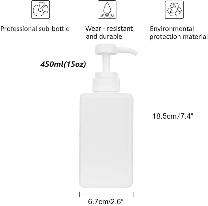 Plastic Pump Bottle Refillable Lotion Soap Dispenser 15oz White 2 Pack | Sturdy - Image 5