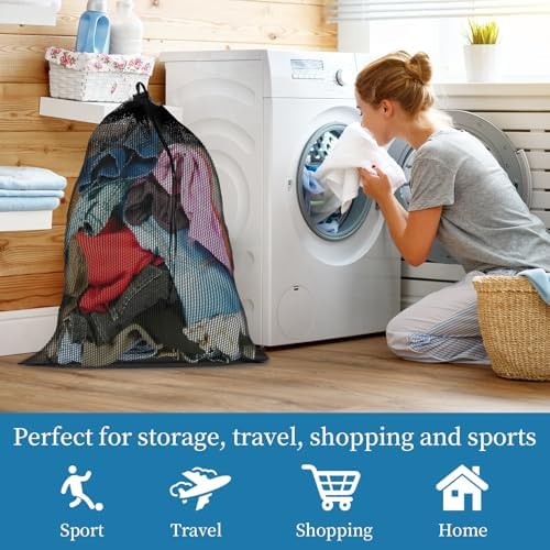 6 Pack Mesh Bag Drawstring for Storage, 23 x 35 Inch Net Bags - Image 4