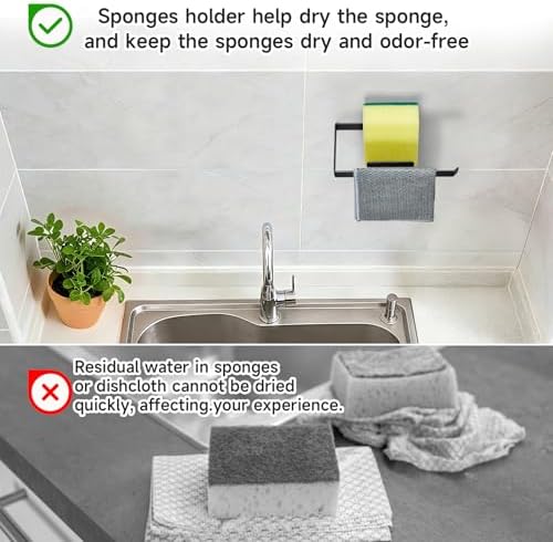 Sponge Holder for Kitchen Sink, Adhesive Dishcloth Holder, Dish Sponge Kitchen - Image 7