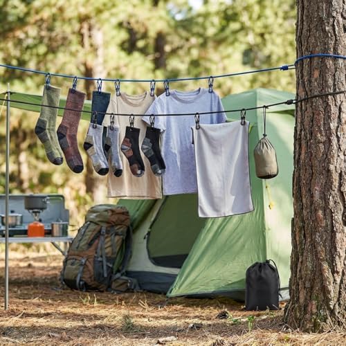 2 Pack Travel Clothesline with 24 Clips, Portable Windproof Laundry Line - Image 6
