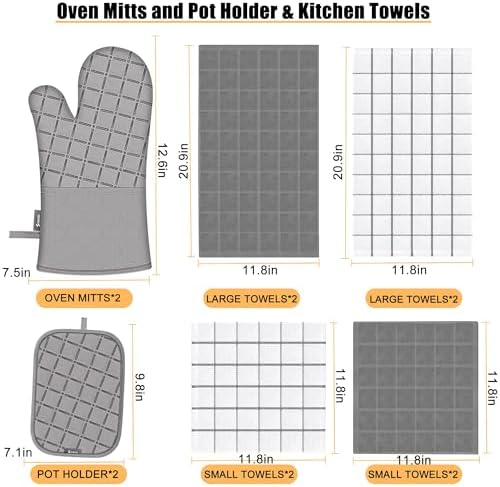 Oven Mitts Kitchen Towels and Dishcloths Pot Holders Sets, Oven Gloves Kitchen - Image 2