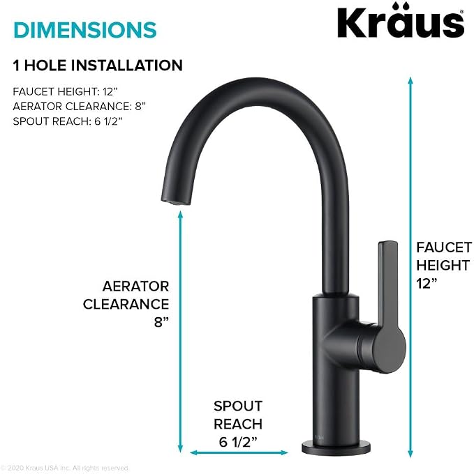 KRAUS Oletto Single Handle Kitchen Bar Faucet in Matte Black, KPF-2822MB - Image 5