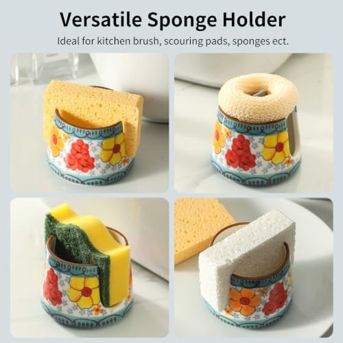 Sponge Holder for Kitchen Sink, Ceramic Dish Sponge Dish Rack Scrubby Caddy - Image 5