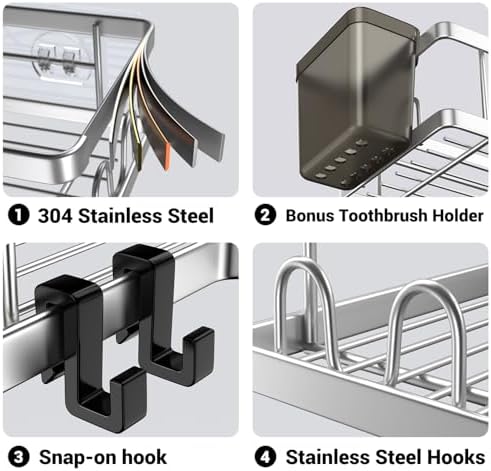 AKTECKE Corner Shower Caddy Shelf Rack: 2 Pack Adhesive Shower Organizer - Image 5