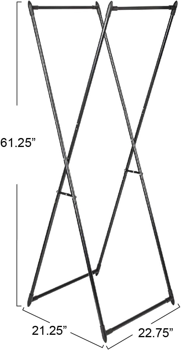 Household Essentials Valet Folding Clothes Rack, Strong Metal X-Frame, Chic - Image 2