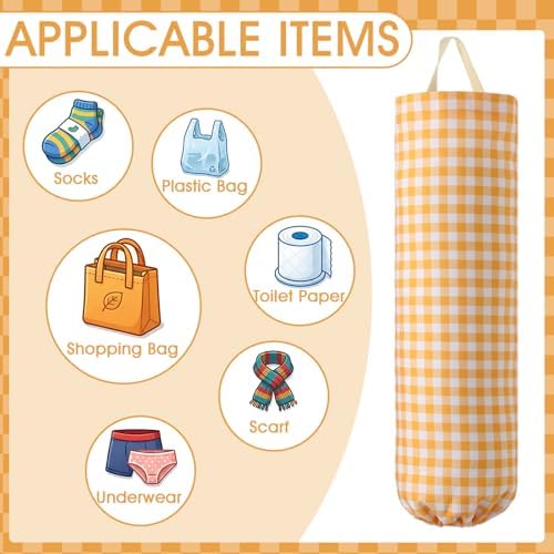 Gingham Plastic Bag Holder for Grocery Bag - Image 3