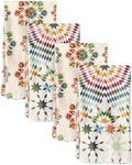 Miss Adola 4 Pack 150GSM Flour Sack Kitchen Towels, Starburst Design by MissAdola