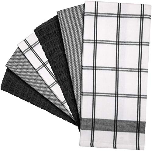 Premium Kitchen Towels 6 Pack 100% Cotton 20"x28" Dish Towels Black Check - Image 3
