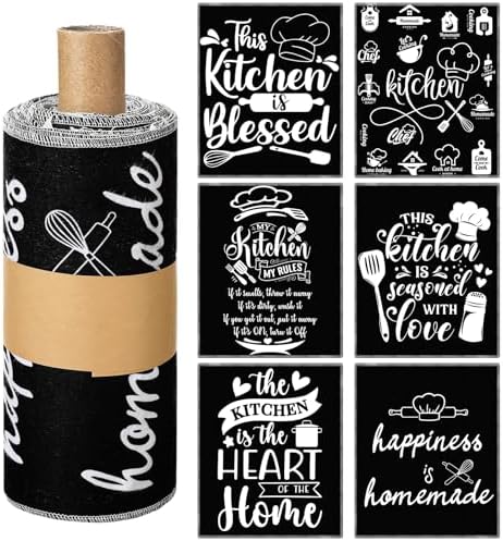 Mindsoft 36 Pcs Farmhouse Black and White Kitchen Homemade Reusable Paper by Mindsoft