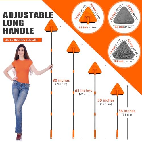 JEHONN Wall Mop with Long Handle 80 inches, Upgraded 180° Collapsible Baseboard - Image 3