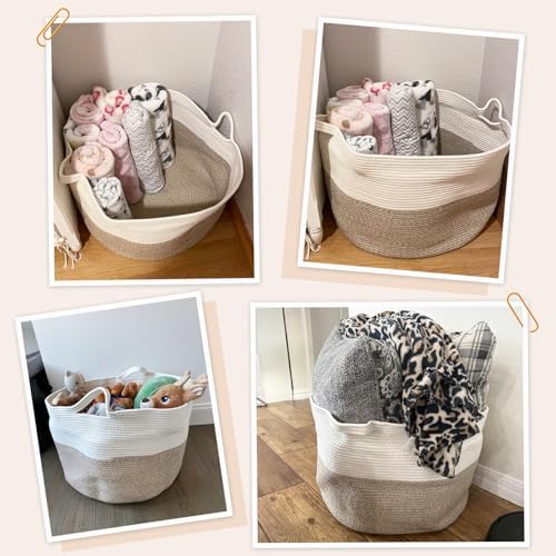 INDRESSME XXXLarge Woven Rope Blanket Basket Living Room Light Brown - Image 4