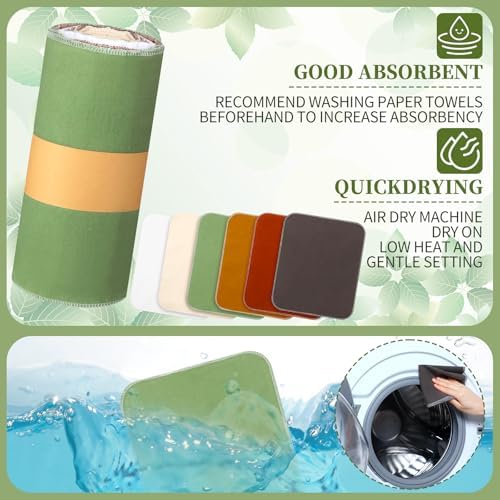 36 Pack Reusable Paper Towels Roll Cleaning Cloth, Earth Tone - Image 5