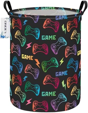 Round Collapsible Game Controller Laundry Hamper by ONOEV