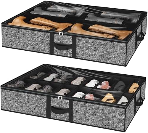 homyfort Under Bed Shoe Storage Organizer Fits 16 Pairs Shoes and 4 Pairs Boots by homyfort
