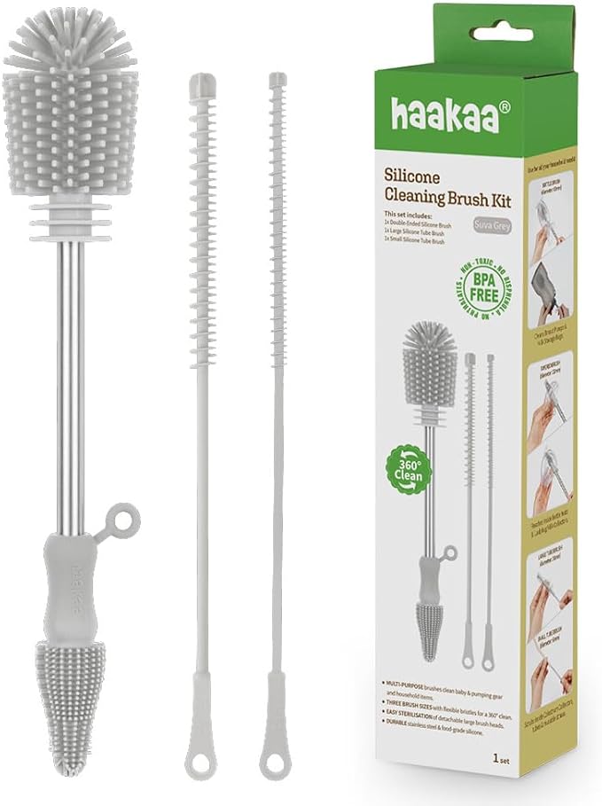 Haakaa Food-Grade Silicone Cleaning Brush Kit 3-Piece | Household Cleaning by haakaa