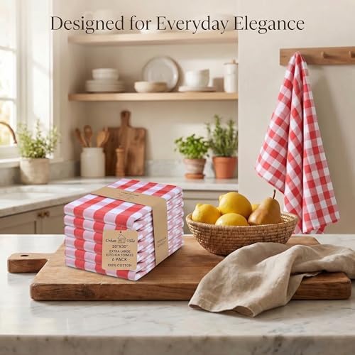 Urban Villa Kitchen Towels Cotton Dish Towels 20”x30” Red - Image 5