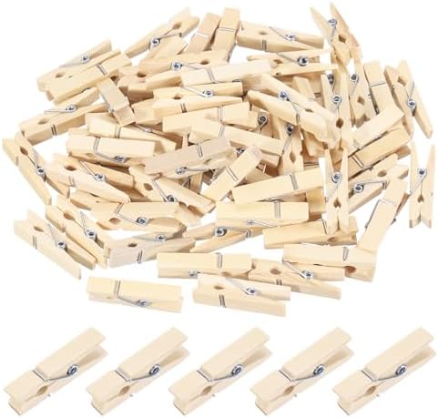 uxcell 200 Pcs Wooden Clothespins, 1.4 Inch Clothes Pins Wooden Colored Small by uxcell