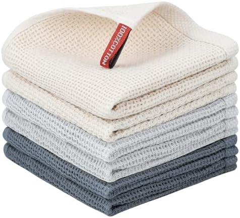 Nialnant 6 Pack Dish Rags, 100% Cotton, 12x12 Inch by Nialnant