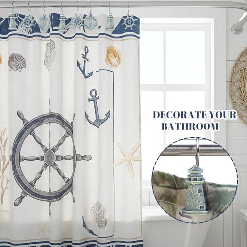 Amyhill 12 Pcs Nautical Shower Curtain Hooks Decorative Shower Curtain Rings - Image 5