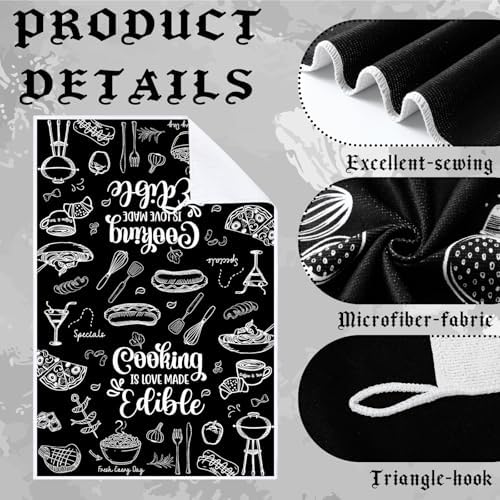 Bencailor 6 Pcs Black Kitchen Towels Decorative Sets Dish Towels Absorbent Fast - Image 5