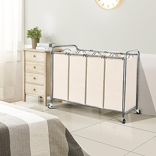 STO STO Laundry Sorter 4 Section, 4 Bag Clothes Hamper, Rolling Laundry Cart - Image 2