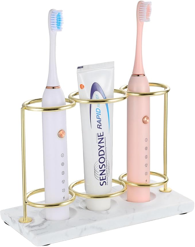 Emibele Electric Toothbrush Holder, 3 Slots 2-Layer Gold Toothbrush Holder | by Emibele