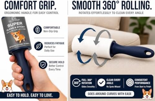 Extra Sticky Lint Roller for Pet Hair, 6 Pack 600 Sheets - Image 3