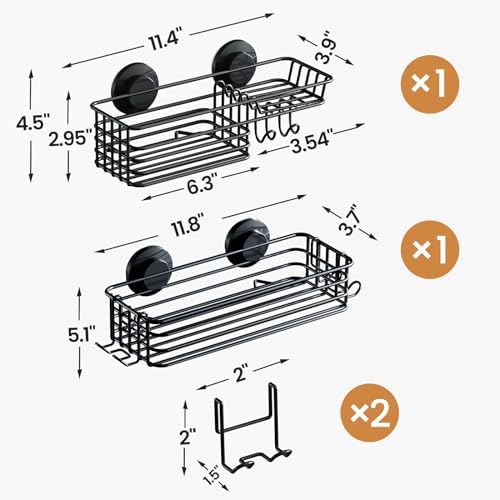 LEVERLOC Shower Caddy Suction Cup, 2 Pack Shower Shelves - Image 3