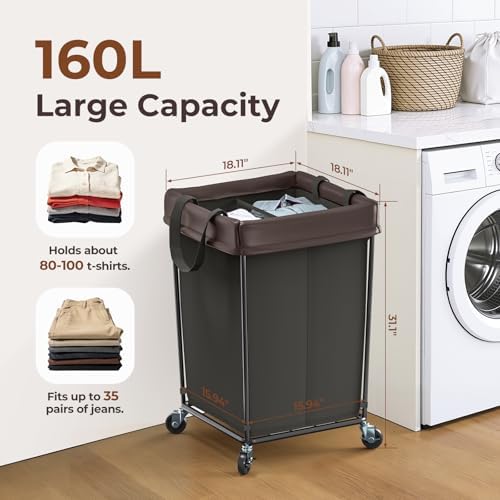 Rolling Laundry Basket with Wheels, 160L Rolling Laundry Hamper with Wheels - Image 2