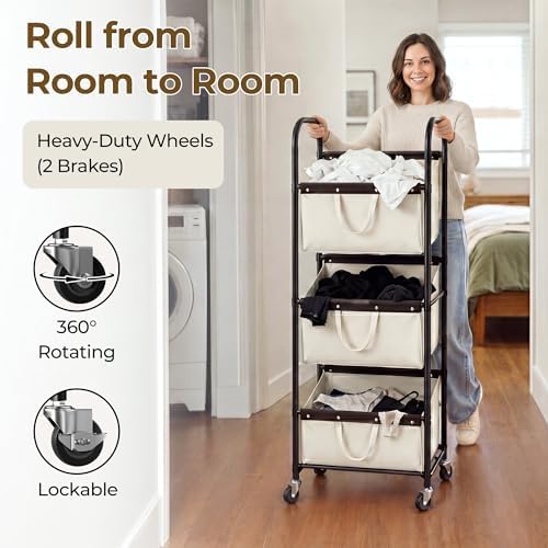 GRANNY SAYS 3 Tiered Laundry Sorter, Narrow Hamper Cart - Image 5
