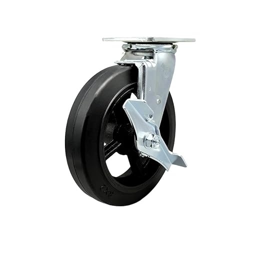 Service Caster Brand Replacement Caster for Uline Caster H-3327SWB - Swivel Top Plate Caster with 8 Inch Rubber on Metal Wheel and Top Lock Brake - Fits Platform, U-Boat and Panel Trucks H-1192