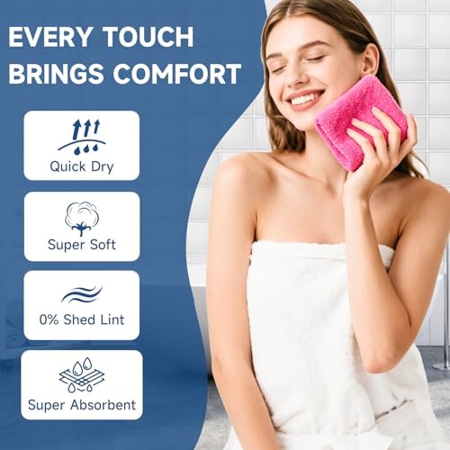 TEAWOO Coral Velvet Rose Red Washcloths 12 Pack, Highly Absorbent and Soft - Image 2