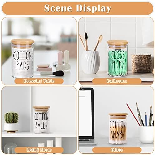 ROADPLUM Qtip Holder Bathroom Set, 4 Pack 10 oz Glass Bathroom Jars - Image 7